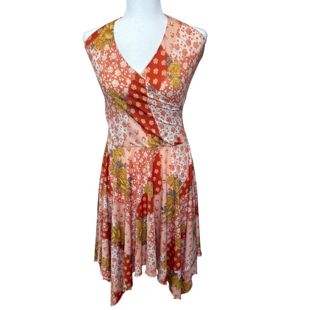 Fredericks Of Hollywood Patchwork Floral Y2K Asymmetrical Fairy 70s Vibe Size 4